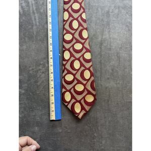 1970s VINTAGE DON LOPER ~MENS FATTIE TIE Wide Abstract‎ Polyester Retro Red Gold